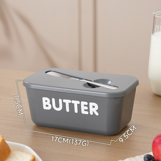 Large Plastic Butter Dish With Lid & Knife