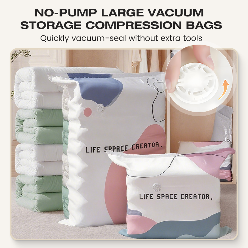 🏆🧳No‑Pump Vacuum Storage Bags – Press & seal, no pump needed. Saves 80% space, keeps clothes dry & dust‑free. Perfect for bulky bedding & off‑season gear. 🛏️🗄️