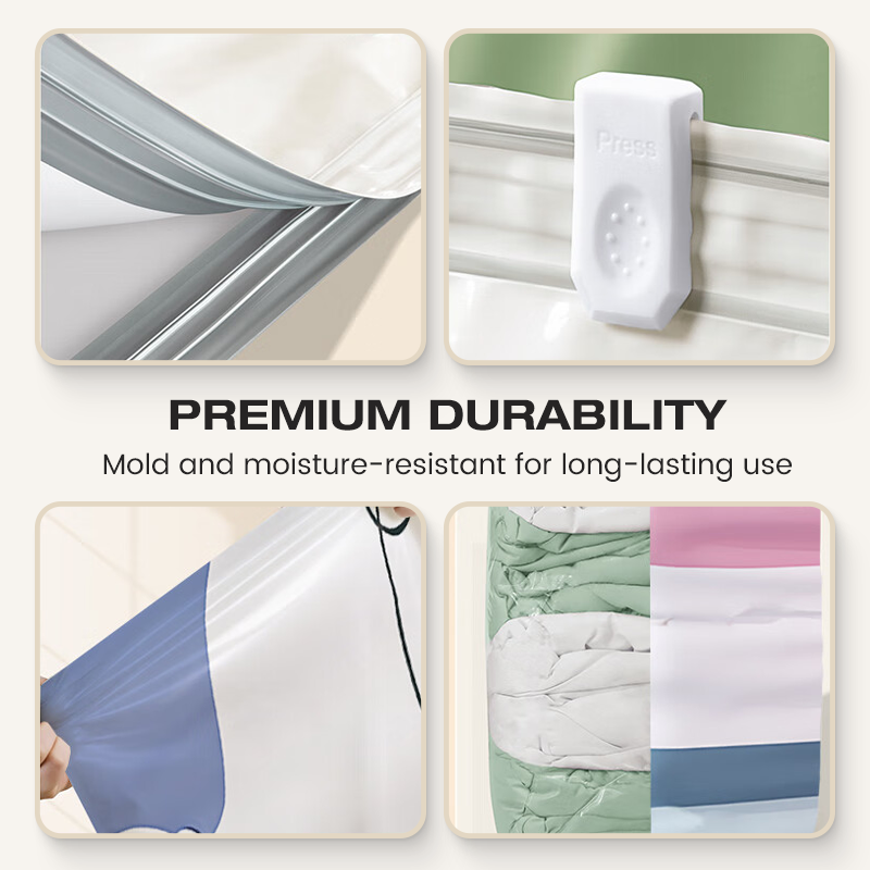 🏆🧳No‑Pump Vacuum Storage Bags – Press & seal, no pump needed. Saves 80% space, keeps clothes dry & dust‑free. Perfect for bulky bedding & off‑season gear. 🛏️🗄️
