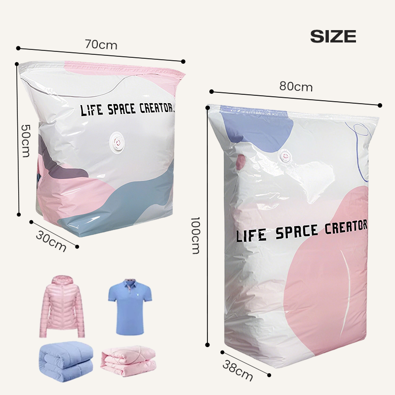 🏆🧳No‑Pump Vacuum Storage Bags – Press & seal, no pump needed. Saves 80% space, keeps clothes dry & dust‑free. Perfect for bulky bedding & off‑season gear. 🛏️🗄️