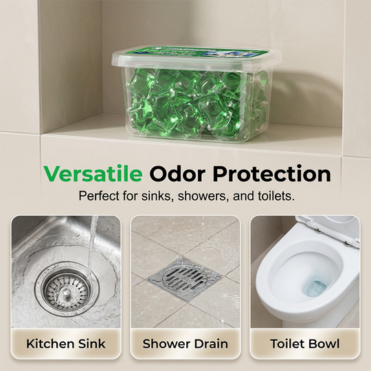 🥳2026 HOT SALE🥳💞50K+ SOLD!🏠💧 50% OFF! Drain Deodorizer Pods – Bio‑enzyme formula neutralizes smells at the source. Instant fresh scent, no harsh chemicals. Say goodbye to embarrassing odours. 🚰✅