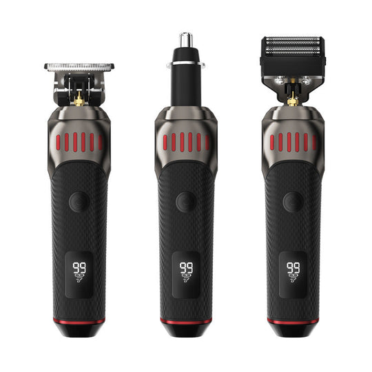 ⏳LIMITED TIME: 50% OFF! 🏆Luxe 3-in-1 Professional Men’s Grooming Set – T-Blade Trimmer, Foil Shaver & Nose Trimmer – With LED Display & USB Rechargeable
