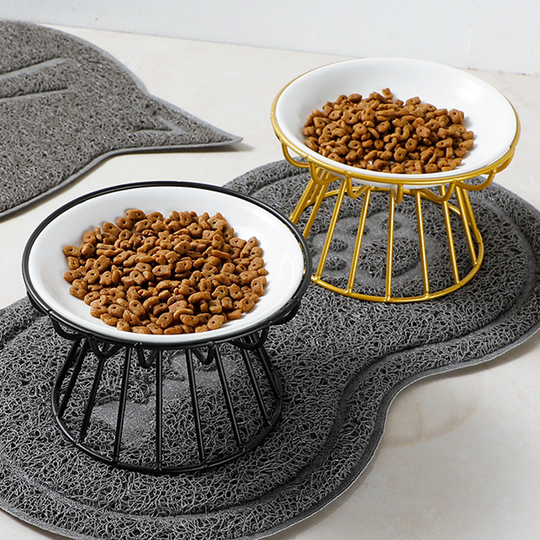 🐱 50% OFF! 🥣Elevated Ceramic Cat Bowl with Iron Stand – Promotes Healthy Posture, Non-Slip & Perfect for Dry & Wet Food 🐈