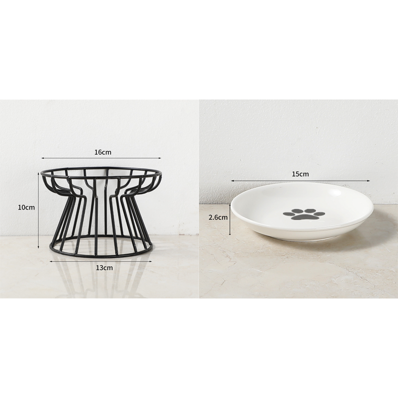 🐱 50% OFF! 🥣Elevated Ceramic Cat Bowl with Iron Stand – Promotes Healthy Posture, Non-Slip & Perfect for Dry & Wet Food 🐈