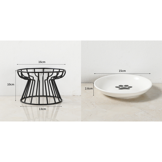 🐱 50% OFF! 🥣Elevated Ceramic Cat Bowl with Iron Stand – Promotes Healthy Posture, Non-Slip & Perfect for Dry & Wet Food 🐈
