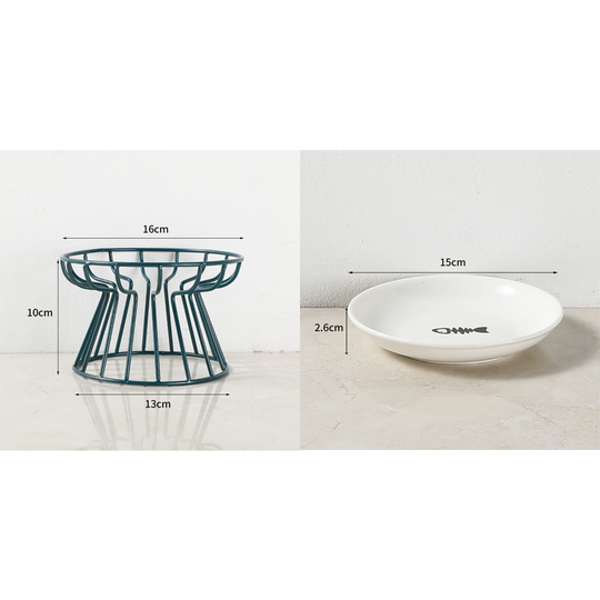 🐱 50% OFF! 🥣Elevated Ceramic Cat Bowl with Iron Stand – Promotes Healthy Posture, Non-Slip & Perfect for Dry & Wet Food 🐈