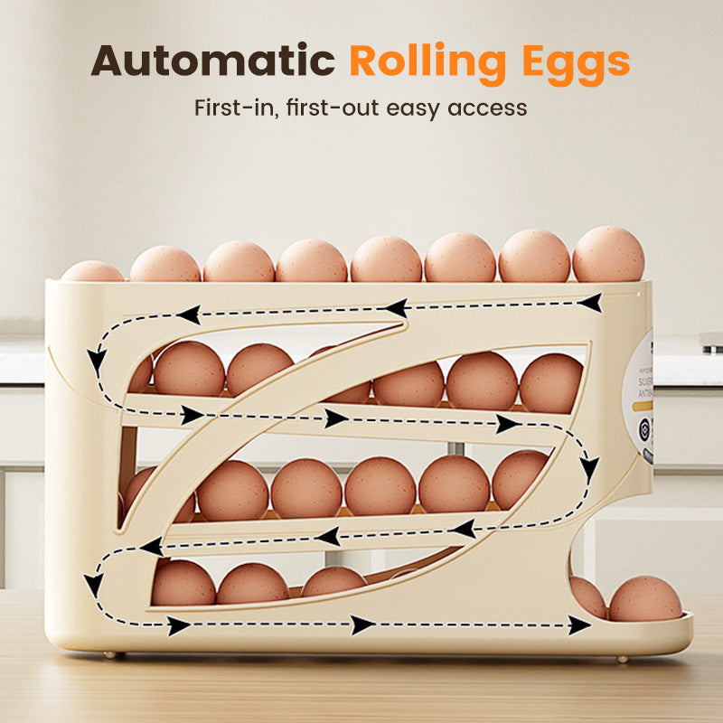🥚 2026 Sale — Over 22,500 Sold! 🧊 Space-Saving Fridge Egg Storage Organizer – Gravity-Fed Auto Roll, 30-Egg Capacity & Slim Door-Fit Design 🏠