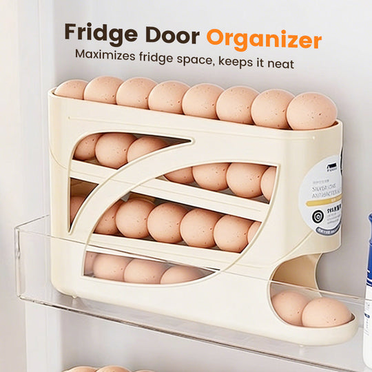 🥚 2026 Sale — Over 22,500 Sold! 🧊 Space-Saving Fridge Egg Storage Organizer – Gravity-Fed Auto Roll, 30-Egg Capacity & Slim Door-Fit Design 🏠
