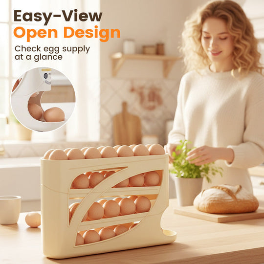 🥚 2026 Sale — Over 22,500 Sold! 🧊 Space-Saving Fridge Egg Storage Organizer – Gravity-Fed Auto Roll, 30-Egg Capacity & Slim Door-Fit Design 🏠