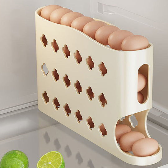 🥚 2026 Sale — Over 22,500 Sold! 🧊 Space-Saving Fridge Egg Storage Organizer – Gravity-Fed Auto Roll, 30-Egg Capacity & Slim Door-Fit Design 🏠