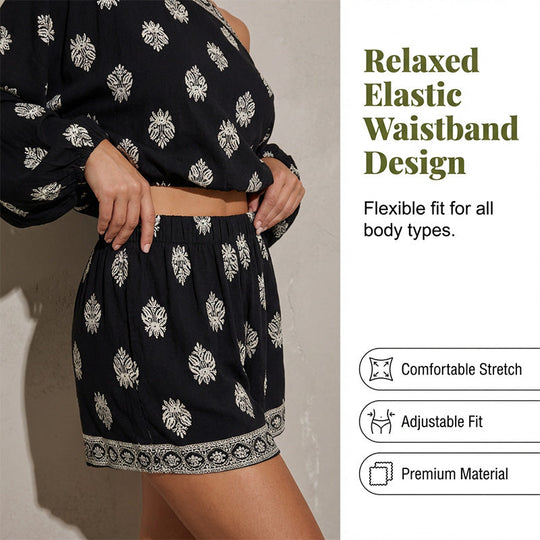 👒 LIMITED-TIME 50% OFF! ✨ Bohemian Off-Shoulder Jumpsuit – Printed, Elastic Waist, Side Pockets 🌺