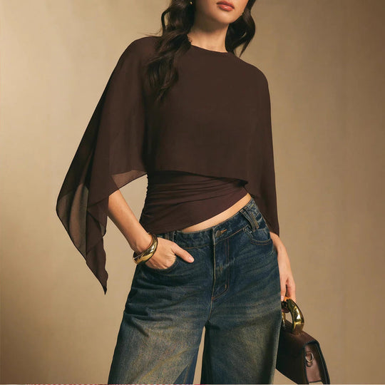 ✨New Arrival❣️Women's Elegant Chiffon Cape Sleeve Top