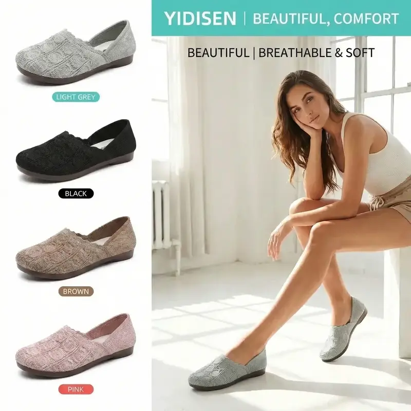 ⏳Time-Limited 30% OFF⏰Women's Breathable Woven Slip-On Flats🌻