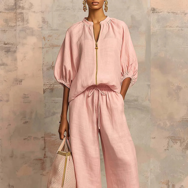 ⏳Limited-time 50% off⏰Women's Solid Color 2-Piece Casual Tracksuit Set👚👖