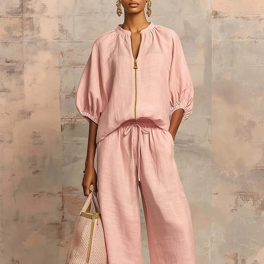 ⏳Limited-time 50% off⏰Women's Solid Color 2-Piece Casual Tracksuit Set👚👖