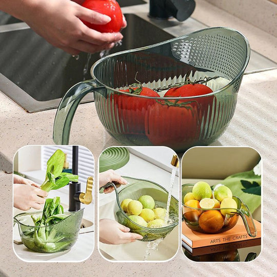 🍚 40% OFF! 🥣 Multipurpose Rice Washing Bowl Strainer with Handle