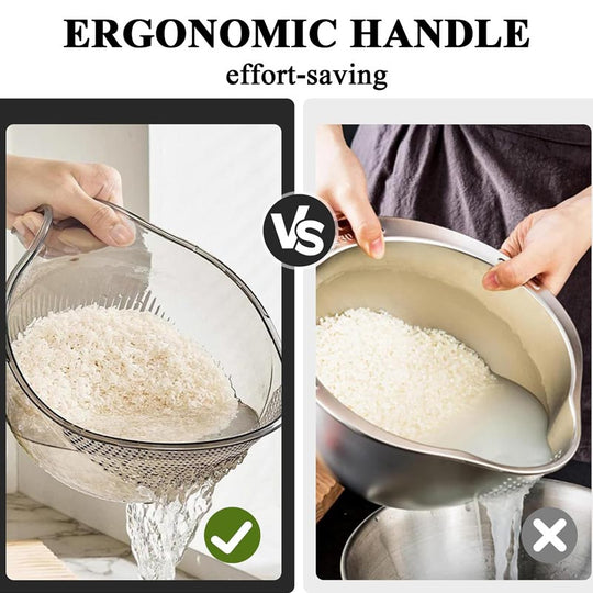 🍚 40% OFF! 🥣 Multipurpose Rice Washing Bowl Strainer with Handle