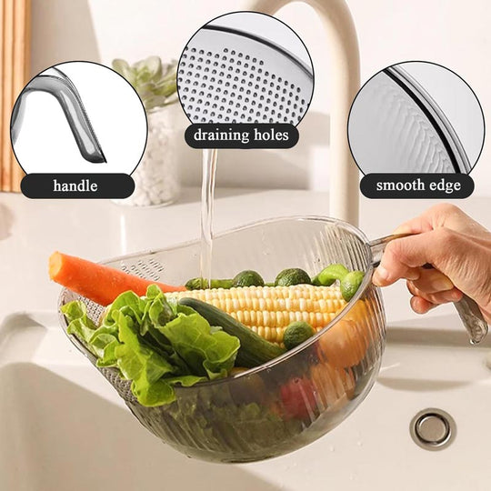 🍚 40% OFF! 🥣 Multipurpose Rice Washing Bowl Strainer with Handle