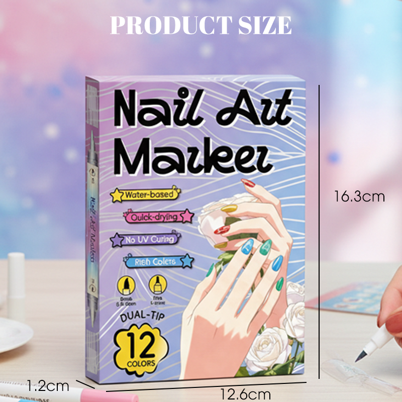 🎨Last Day Special Price:£ 10.99💞50K+ SOLD!✨Dual-Tip Nail Art Marker Pen Set Quick‑dry, no UV lamp. Fine & brush tips. 12/24 vibrant colors. Easy DIY at home. No smudges, just art! 💅🖌️