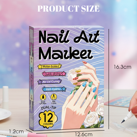 🎨Last Day Special Price:£ 10.99💞50K+ SOLD!✨Dual-Tip Nail Art Marker Pen Set Quick‑dry, no UV lamp. Fine & brush tips. 12/24 vibrant colors. Easy DIY at home. No smudges, just art! 💅🖌️
