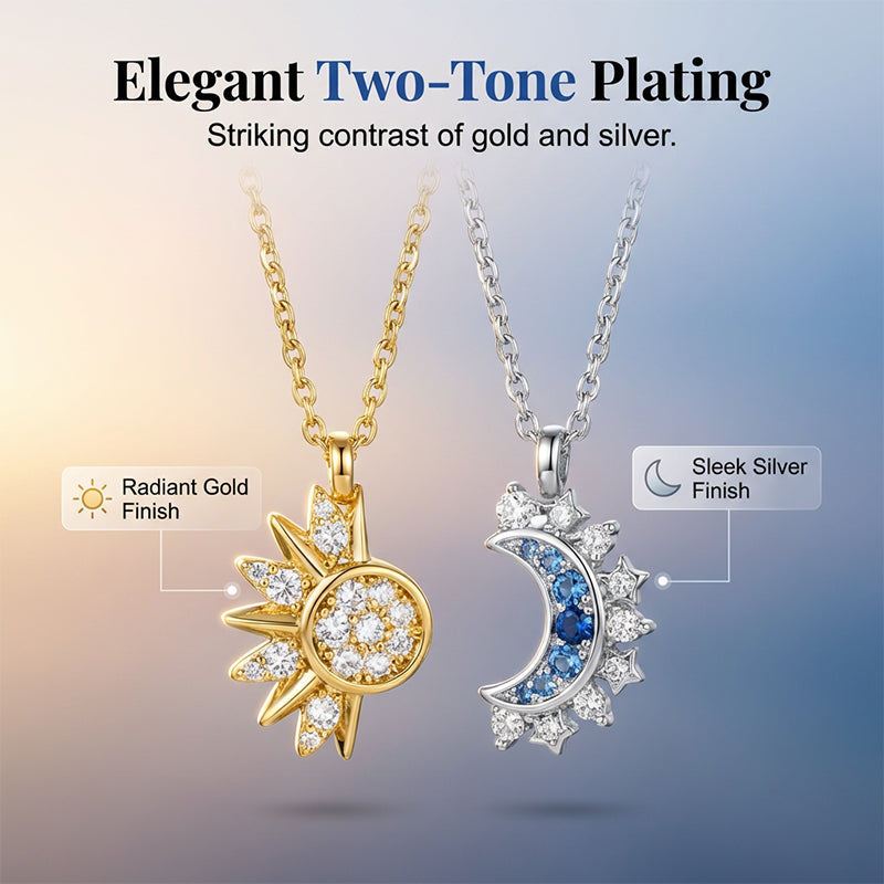 📢📢30% OFF !! ⏰Sun and Moon Pendant Necklace with Rhinestones