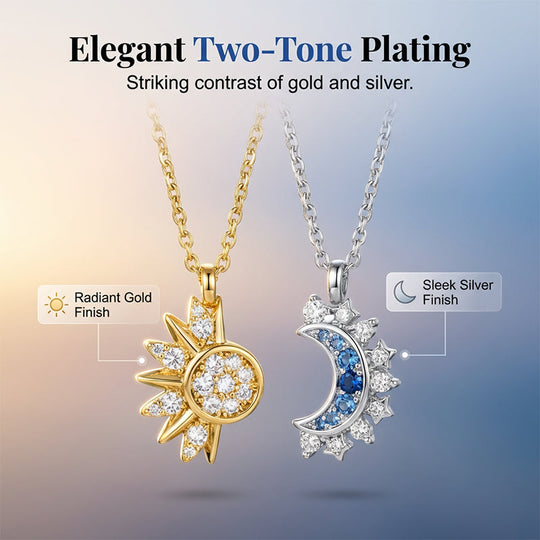 📢📢30% OFF !! ⏰Sun and Moon Pendant Necklace with Rhinestones