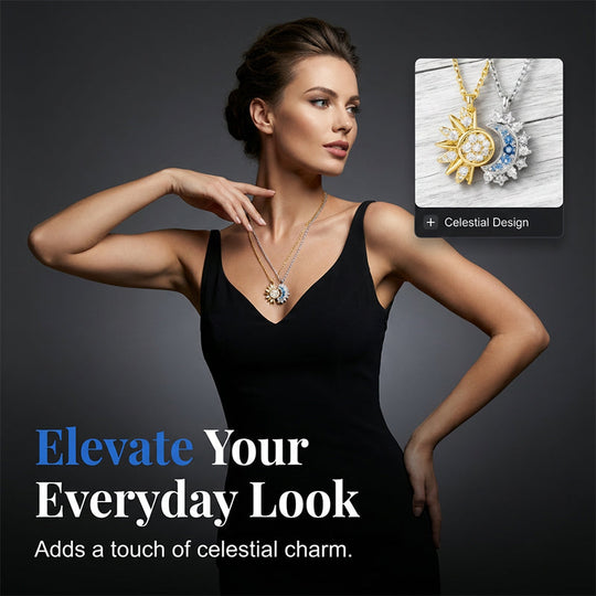 📢📢30% OFF !! ⏰Sun and Moon Pendant Necklace with Rhinestones