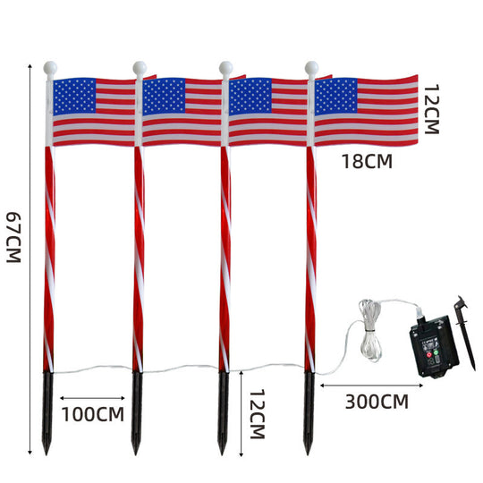 🔥8 Solar American Flag Pathway Lights – Red, White & Blue Yard Glow for 250th Independence Celebration 🇺🇸✨