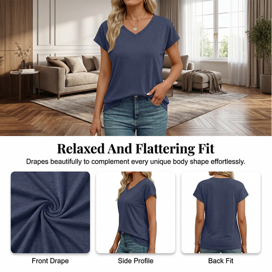 Women's Casual V-Neck Short Sleeve T-Shirt