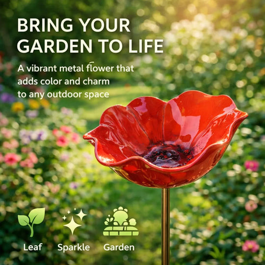 🔥Hot Sale-50% Off🌺Handmade Metal Flower Garden Stake🐦