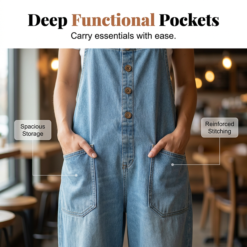 🔥New Arrivals & Special Offers-Women's Casual Baggy Denim Overalls with Pockets