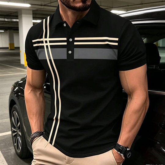 ⏳Limited-time 50% off⏰Men's Striped Short Sleeve Collared Top👔