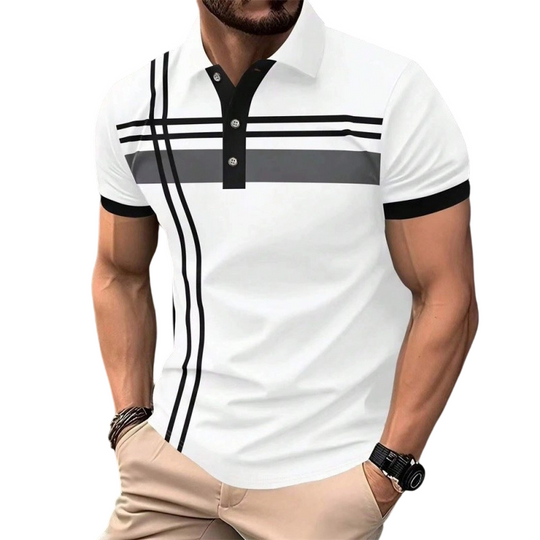⏳Limited-time 50% off⏰Men's Striped Short Sleeve Collared Top👔