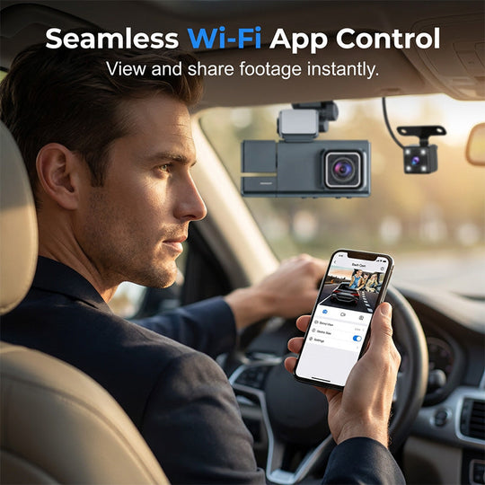 3-Channel 1080p Dash Cam with Wi-Fi