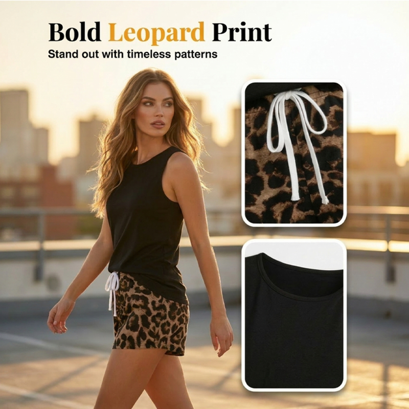 🎁2026 New Arrivals 50% OFF💥Women's Tank Top & Leopard Shorts Set – Casual, Bold, Stylish 🐆
