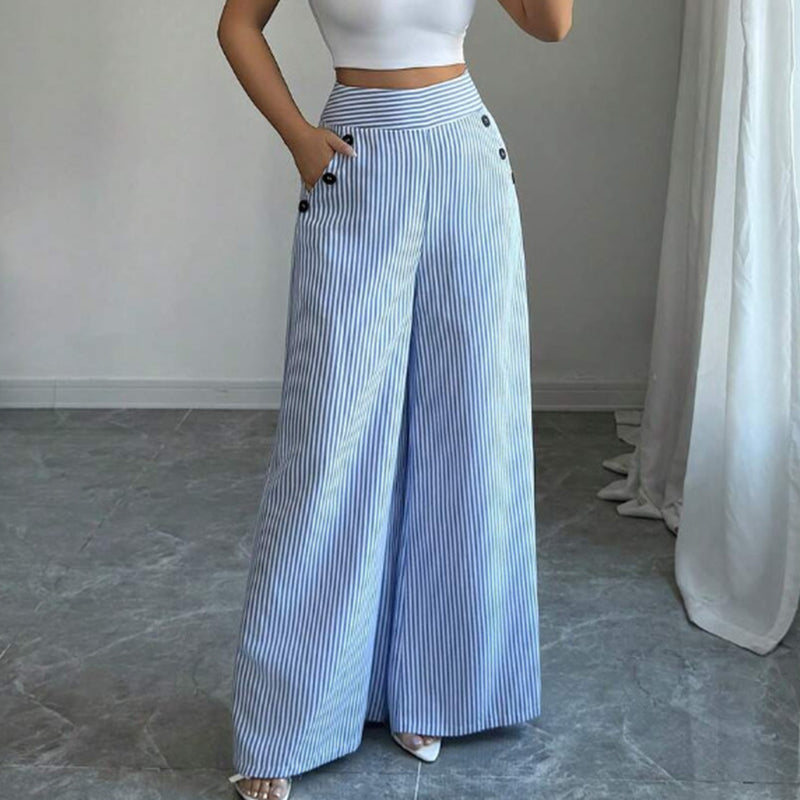 🎁2026 New Arrivals 50% OFF💥High-Waist Striped Wide-Leg Trousers