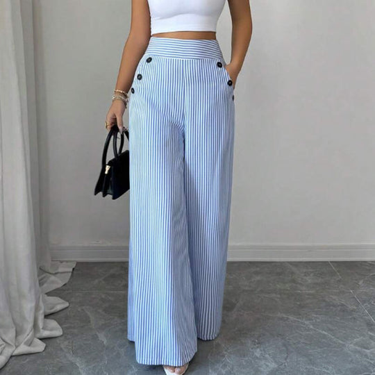 🎁2026 New Arrivals 50% OFF💥High-Waist Striped Wide-Leg Trousers