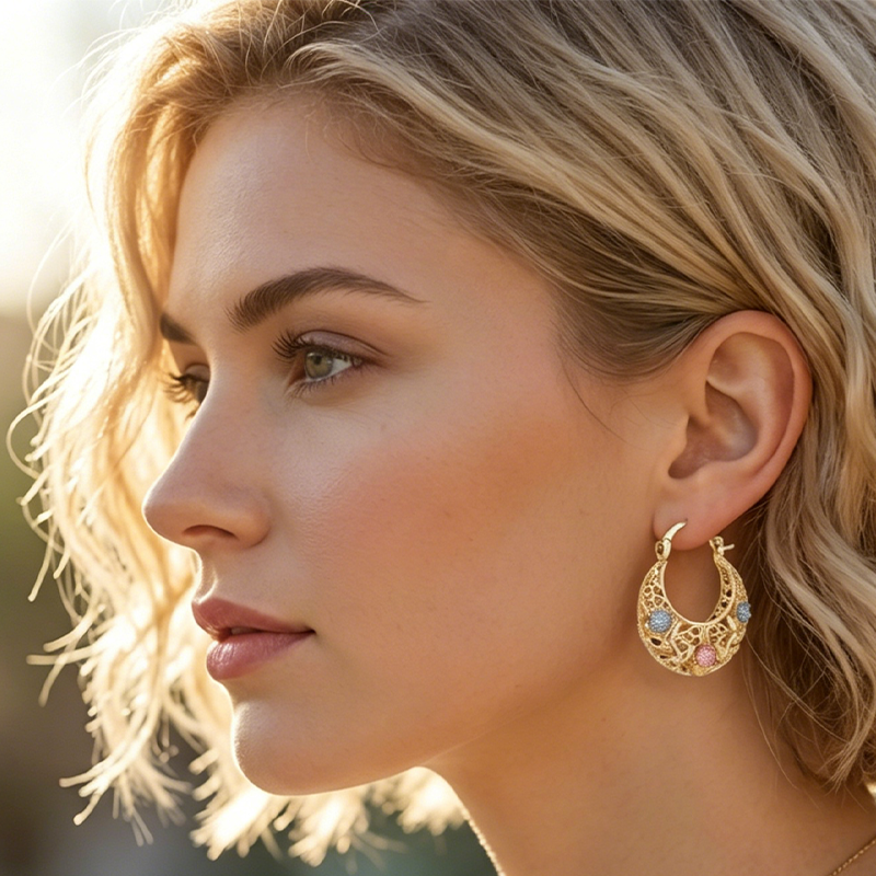 🔥2026 New Arrival ＆ Hot Sale ＆ 50％ Off🔥🌙💐 Gold-Plated Crescent Moon Enamel Flower Earrings – Affordable Luxury, Versatile  ✨✅