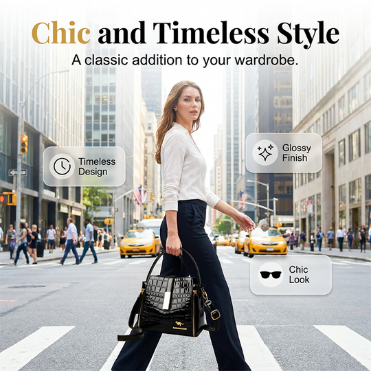 👜 50% OFF! ✨ Glossy Crocodile Pattern Women's Handbag – Structured, Gold Hardware, Spacious & Chic 💼