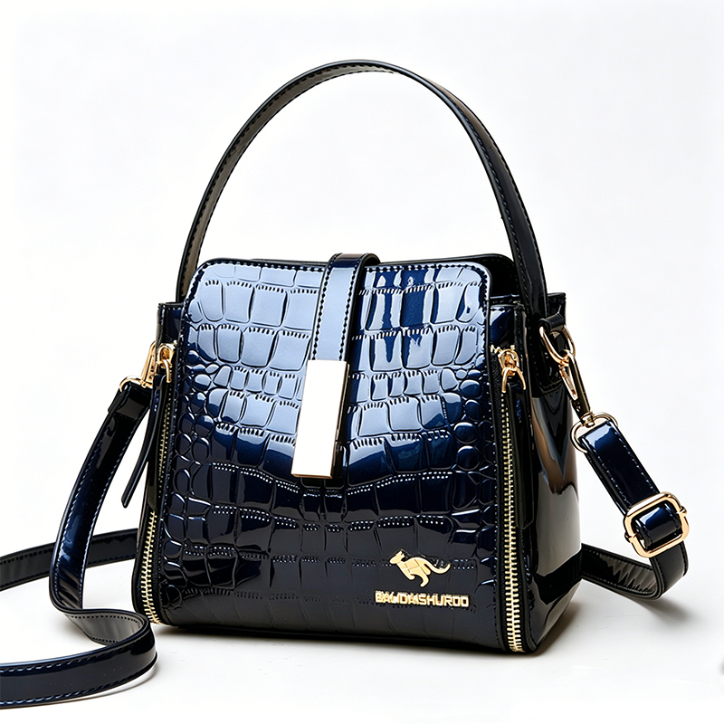 👜 50% OFF! ✨ Glossy Crocodile Pattern Women's Handbag – Structured, Gold Hardware, Spacious & Chic 💼