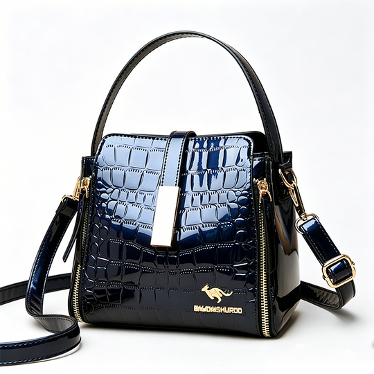 👜 50% OFF! ✨ Glossy Crocodile Pattern Women's Handbag – Structured, Gold Hardware, Spacious & Chic 💼