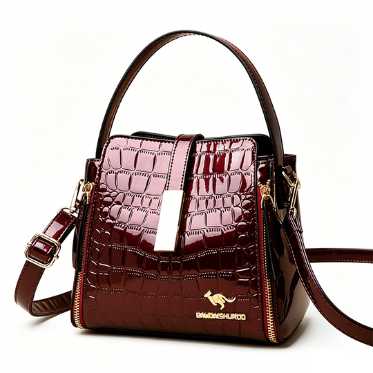 👜 50% OFF! ✨ Glossy Crocodile Pattern Women's Handbag – Structured, Gold Hardware, Spacious & Chic 💼