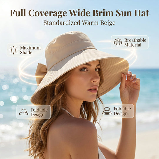 🥳SUMMER HOT SALE🥳💞50K+ SOLD!💥30% OFF! 🔥 Women's Bowknot Wide Brim Sun Hat ☀️ UV Protection Summer Beach Hat 🌴