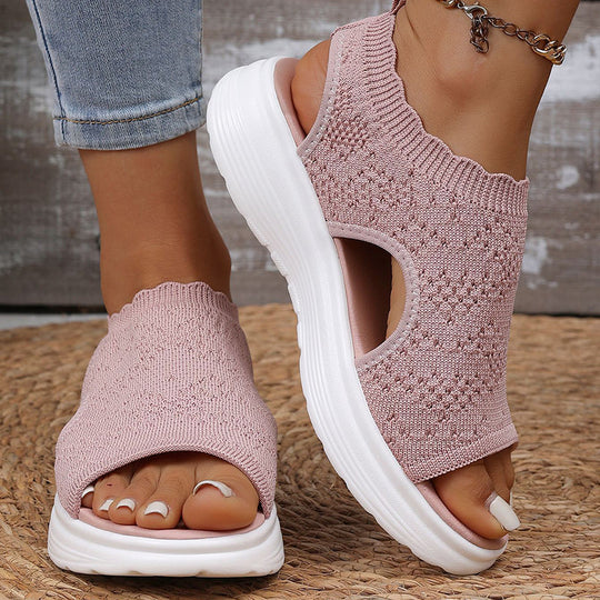 👡💐 Women's Breathable Knit Platform Sandals – Air-permeable knit upper, cushioned sole & lightweight comfy summer footwear ✨