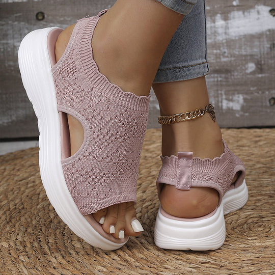 👡💐 Women's Breathable Knit Platform Sandals – Air-permeable knit upper, cushioned sole & lightweight comfy summer footwear ✨