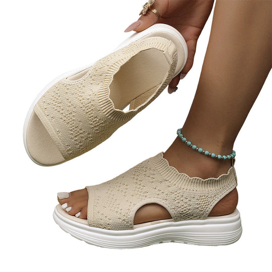 👡💐 Women's Breathable Knit Platform Sandals – Air-permeable knit upper, cushioned sole & lightweight comfy summer footwear ✨