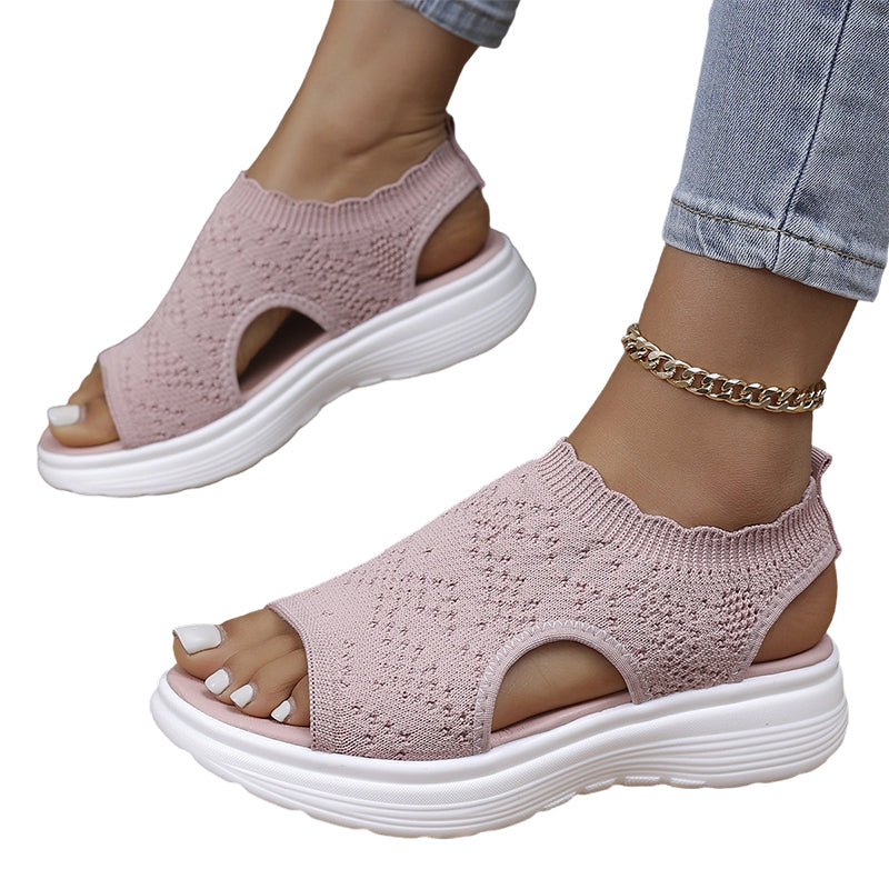 👡💐 Women's Breathable Knit Platform Sandals – Air-permeable knit upper, cushioned sole & lightweight comfy summer footwear ✨