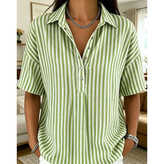 ⏳Limited-time 50% off⏰Women's Casual Striped Short-Sleeve Shirt👔👚