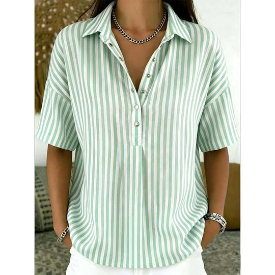 ⏳Limited-time 50% off⏰Women's Casual Striped Short-Sleeve Shirt👔👚