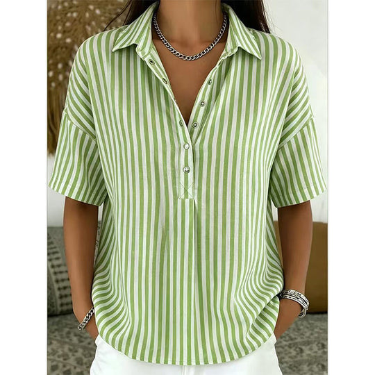 ⏳Limited-time 50% off⏰Women's Casual Striped Short-Sleeve Shirt👔👚